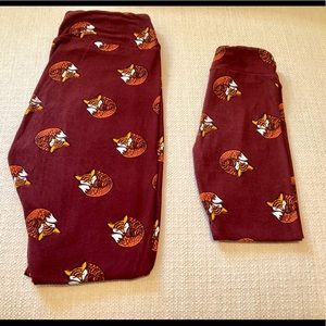 LuLaRoe Foxes Mommy & Me leggings- OS & Kids S/M